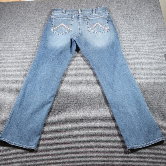 Ariat Jeans Womens 33 Blue Rainstorm Real Straight Stretch - Picture 6 of 13